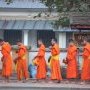 Une longue file orange